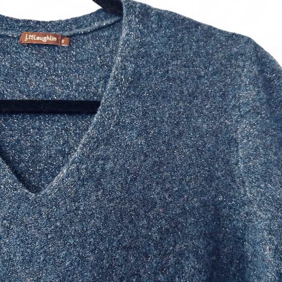 J. Mclaughlin ‘Alice” Metallic Blue Merino Wool Sweater - Picture 5 of 7